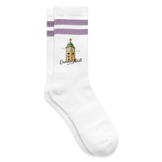 Ennser Mädl Tennissocken lila Streifen - white/lilac 